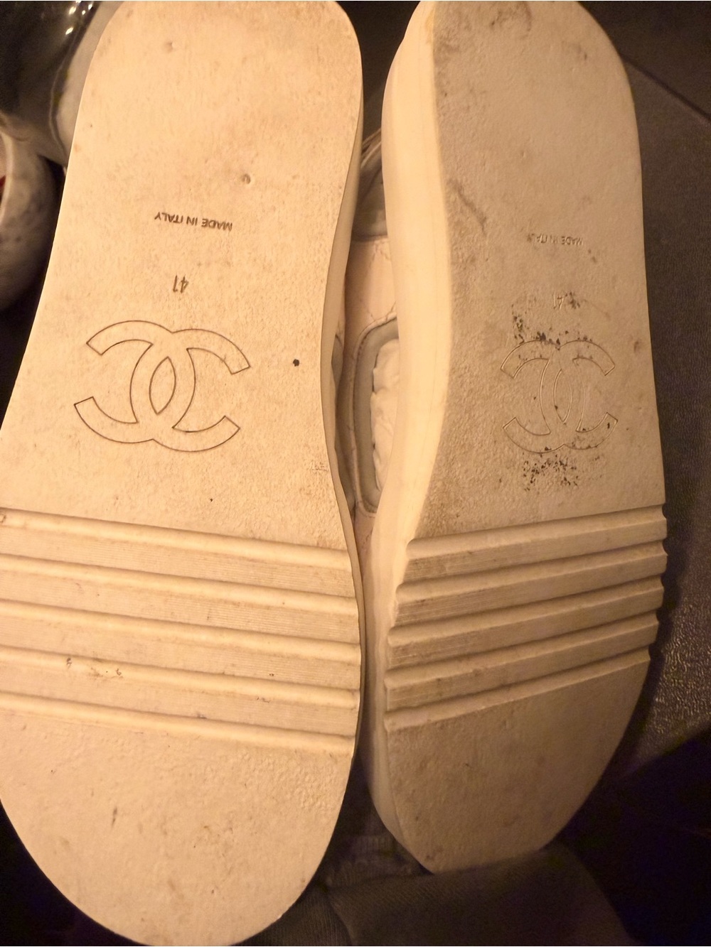 Chanel women’s White & Gold Quilted Sport Sandals - Picture 5 of 8
